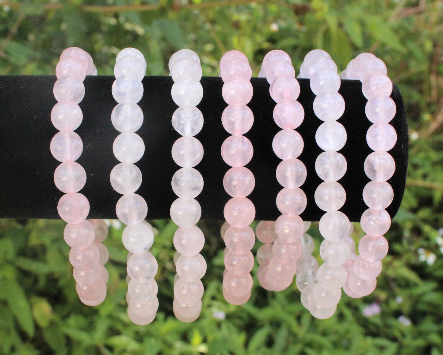 Rose Quartz Bead Bracelet – 8mm Natural Pink Round Crystals | Stretch Fit