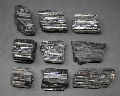 Bulk Extra Grade Natural Rough Black Tourmaline Rods | 8–10 Pc Box Lot