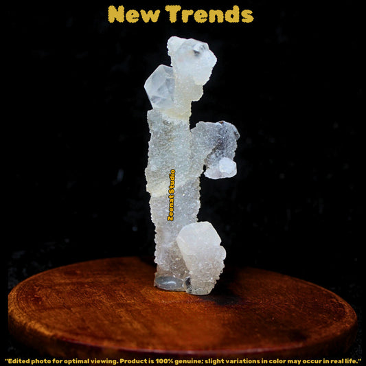 Rare Apophyllite Crystal Cluster Matrix Tower 9cm 230g Shiny Mineral Specimen