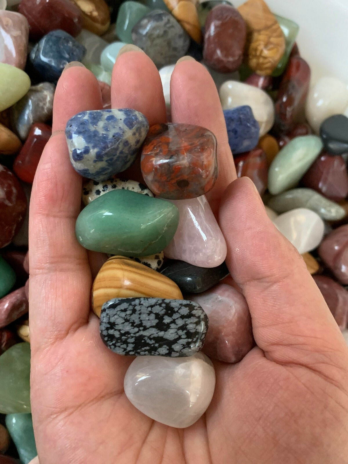 1/2 Lb Lot Tumbled Stones, 0.75-1.25" Crystal Healing Stones, Choose Stone Type