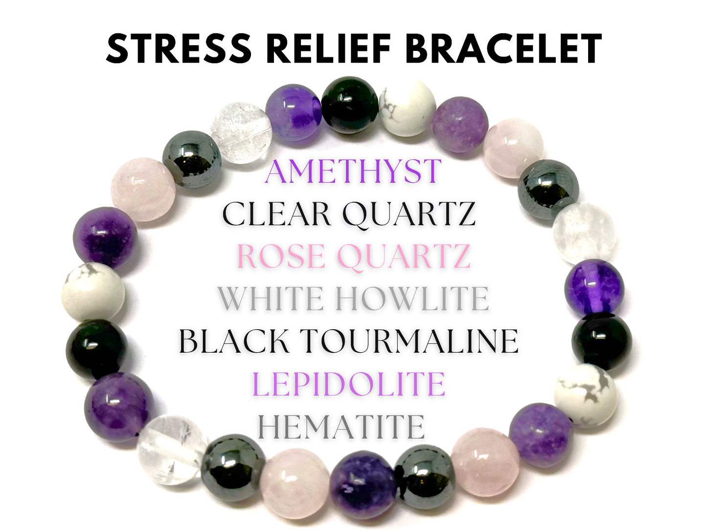 8 mm Bead Gemstone Bracelets: BUY 3 GET 1 FREE! (Stretch Crystal Bead Bracelets)