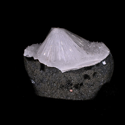 420g Scolecite Spray Inside MM Quartz Geode Natural Mineral Specimen on Matrix