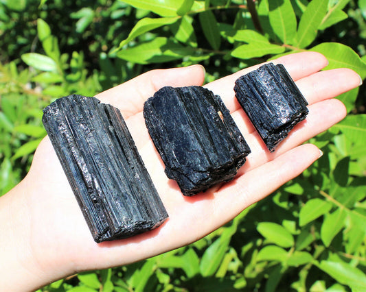 Bulk Extra Grade Natural Rough Black Tourmaline Rods | 8–10 Pc Box Lot