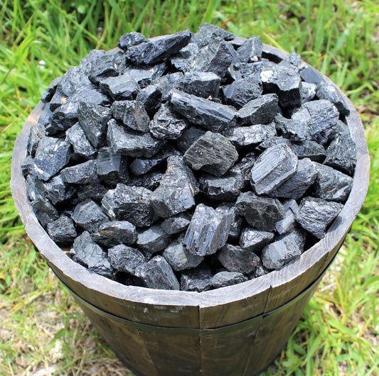 Black Tourmaline Rough Natural Stones – 1/2 lb Bulk Wholesale (8 oz)