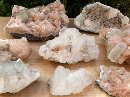 Apophyllite & Stilbite Crystal Cluster 3-8", Apophyllite Cluster with Inclusions