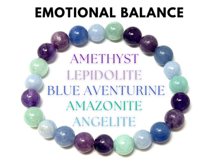 8 mm Bead Gemstone Bracelets: BUY 3 GET 1 FREE! (Stretch Crystal Bead Bracelets)