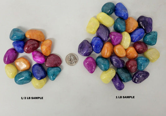 Tumbled Crackle Quartz Stones Colorful Crystal Bulk Assorted Polished Gemstones