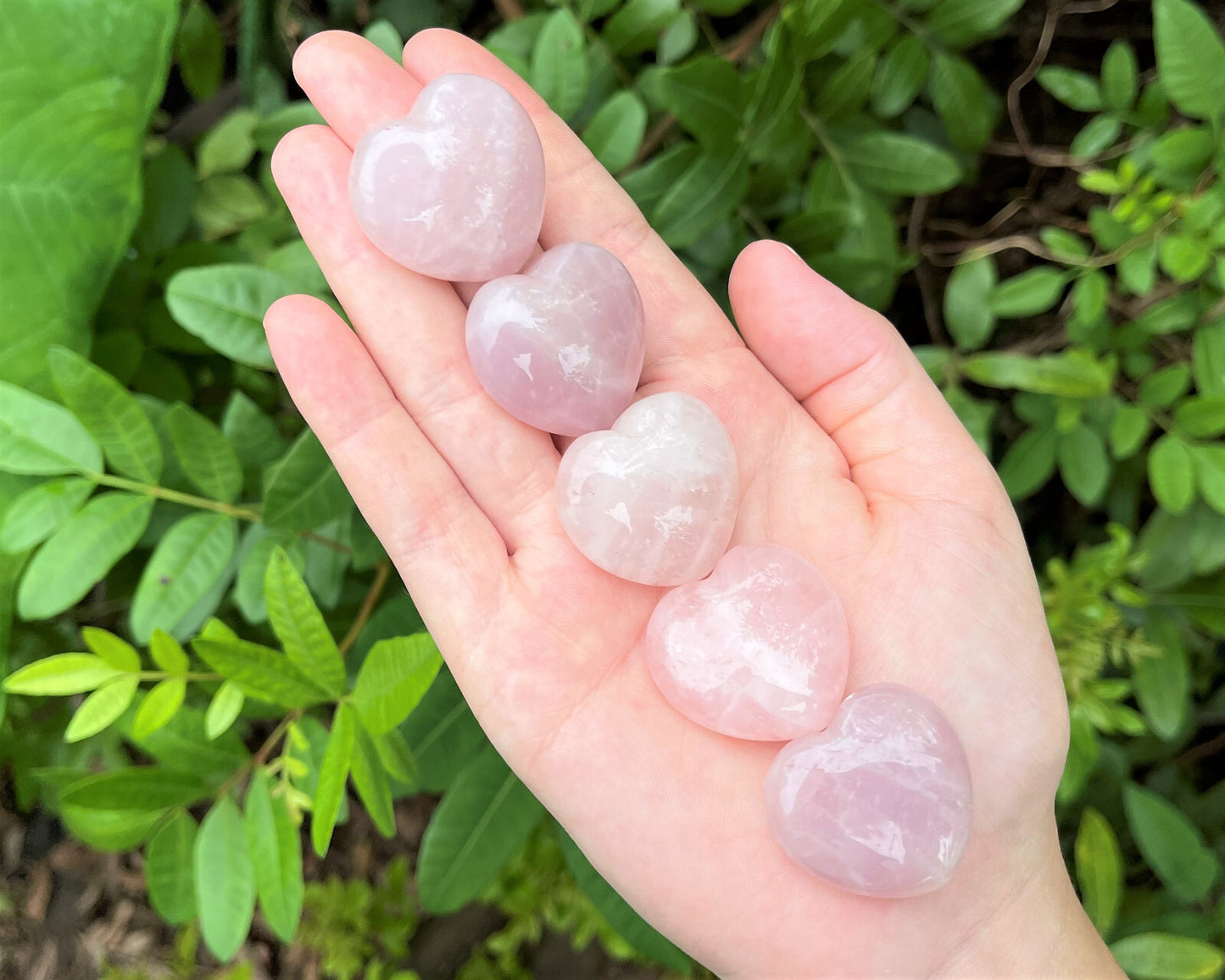 Rose Quartz Heart: Bulk 10 Piece Lot (Pocket Size 1" Puffed, Pink) Wholesale