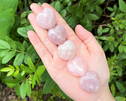 Rose Quartz Heart: Bulk 10 Piece Lot (Pocket Size 1" Puffed, Pink) Wholesale