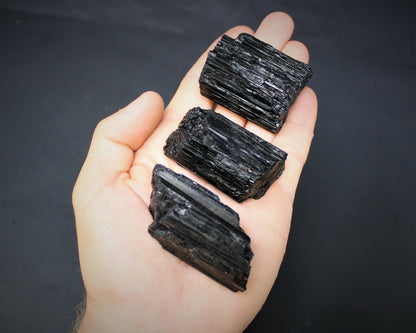 Bulk Extra Grade Natural Rough Black Tourmaline Rods | 8–10 Pc Box Lot