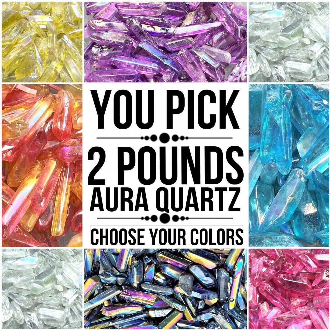 2 Lbs Aura Quartz Raw Crystal Points (You Pick) Bulk Free Shipping Wholesale