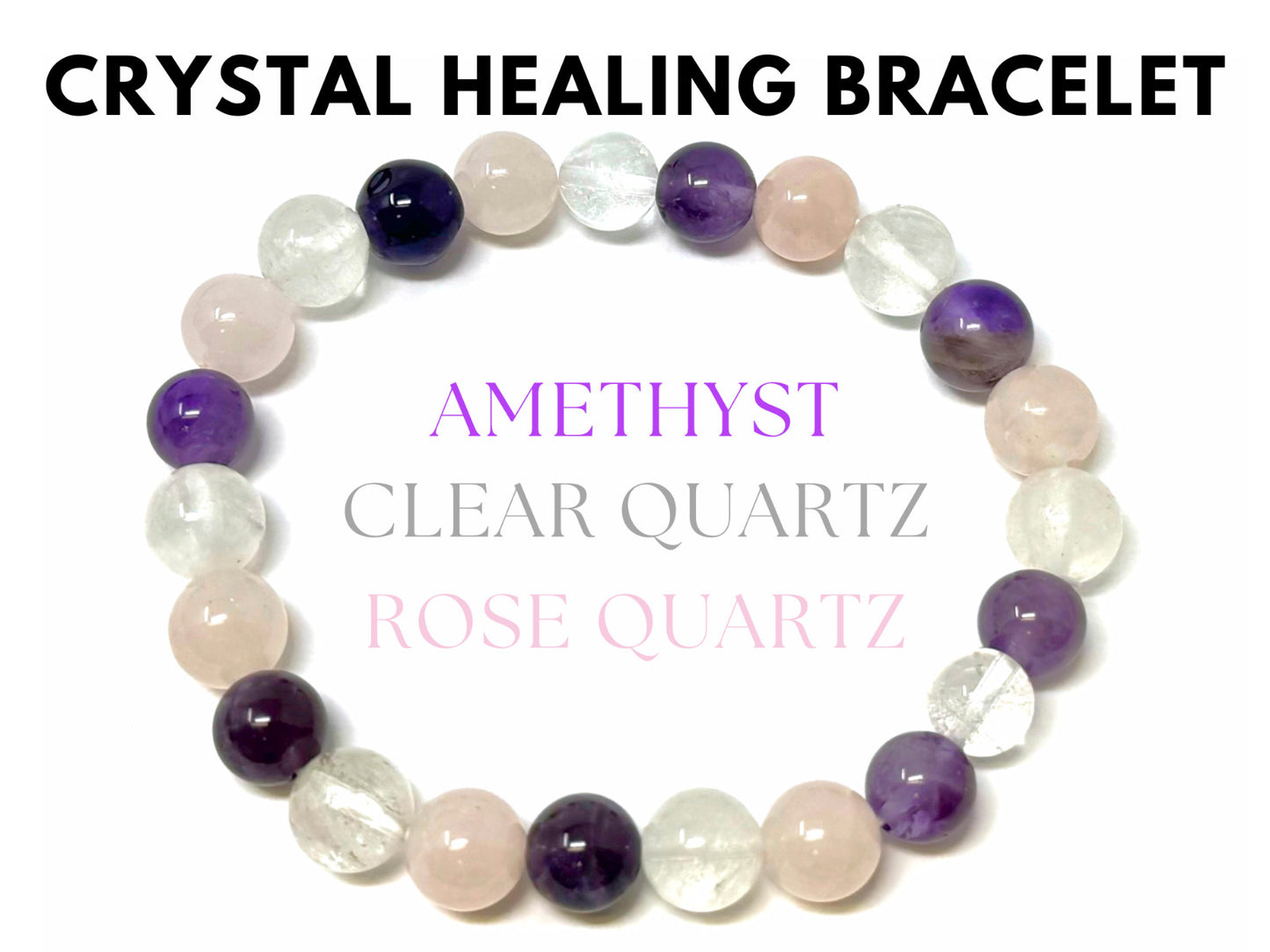 8 mm Bead Gemstone Bracelets: BUY 3 GET 1 FREE! (Stretch Crystal Bead Bracelets)