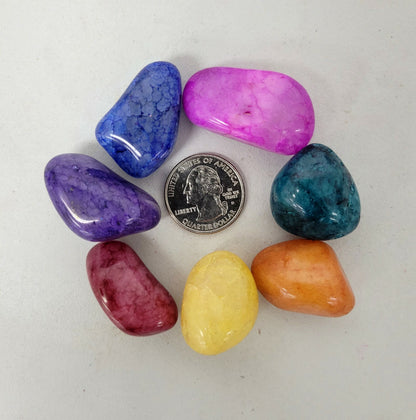 Tumbled Crackle Quartz Stones Colorful Crystal Bulk Assorted Polished Gemstones